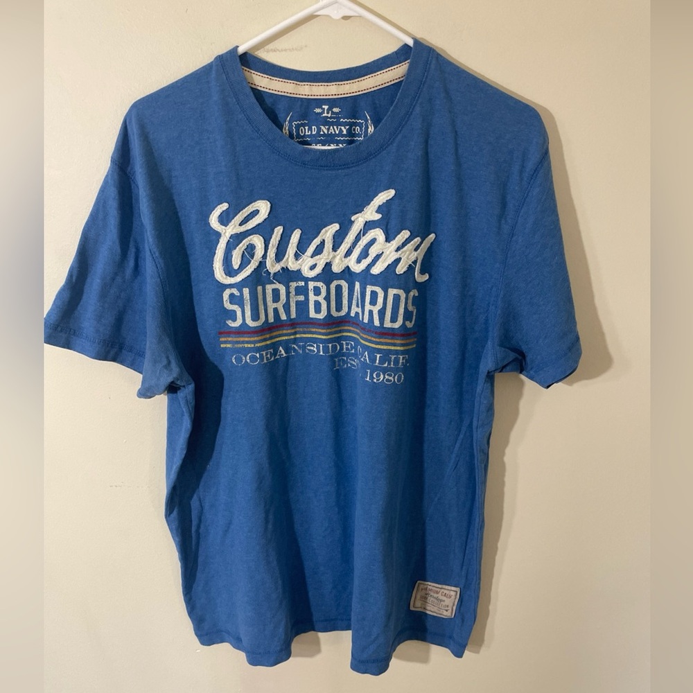 Old Navy Y2K Raised Custom Surfboards Graphic T-shirt Size Large California EUC